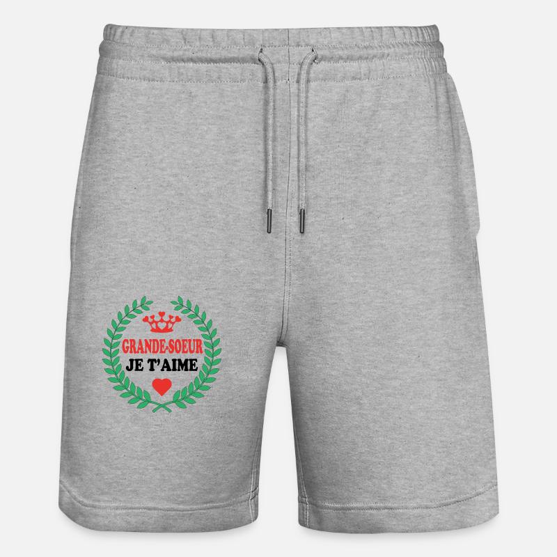 GRANDE SOEUR JE T'AIME - Short de jogging bio TRAINER Stanley/Stella unisexe - gris chiné