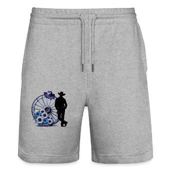 Cowboy Lustiger Cowboyhut Wild Western Rodeo Texas - Stanley/Stella Unisex Bio Joggingshorts Trainer  - Grau meliert - Vorne - Nik (191cm) & Marisol (170cm)