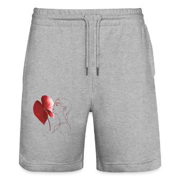 Fleurs Femmes fille mode design art style féminin - Short de jogging bio TRAINER Stanley/Stella unisexe - gris chiné - Devant - Nik (191cm) & Marisol (170cm)