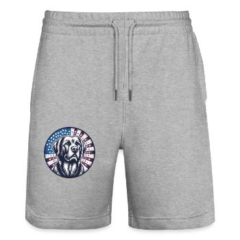 Idée cadeau drapeau Dog America - Short de jogging bio TRAINER Stanley/Stella unisexe - gris chiné - Devant - Nik (191cm) & Marisol (170cm)