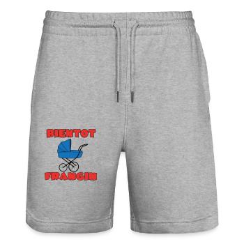 BIENTOT FRANGIN - Short de jogging bio TRAINER Stanley/Stella unisexe - gris chiné - Devant - Nik (191cm) & Marisol (170cm)