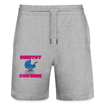 SOON TO BE A COUSIN - Stanley/Stella Trainer Unisex Organic Jogging Shorts - heather grey - Front - Nik (191cm) & Marisol (170cm)
