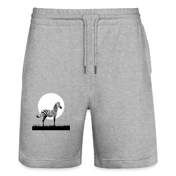 Minimalisme zébré - Short de jogging bio TRAINER Stanley/Stella unisexe - gris chiné - Devant - Nik (191cm) & Marisol (170cm)