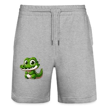 Crocodile - Short de jogging bio TRAINER Stanley/Stella unisexe - gris chiné - Devant - Nik (191cm) & Marisol (170cm)