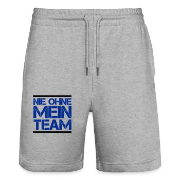 my team - Stanley/Stella Trainer Unisex Organic Jogging Shorts - heather grey - Front - Nik (191cm) & Marisol (170cm)