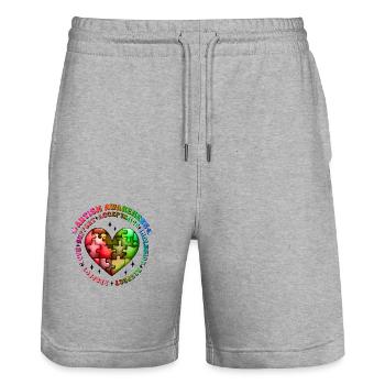 Autisme Super-héros Soignant Puzzle Enfants Anormaux - Short de jogging bio TRAINER Stanley/Stella unisexe - gris chiné - Devant - Nik (191cm) & Marisol (170cm)