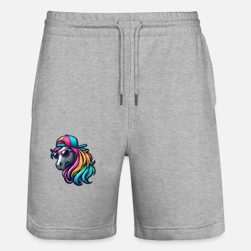 Cheval cool arc-en-ciel - Short de jogging bio TRAINER Stanley/Stella unisexe - gris chiné