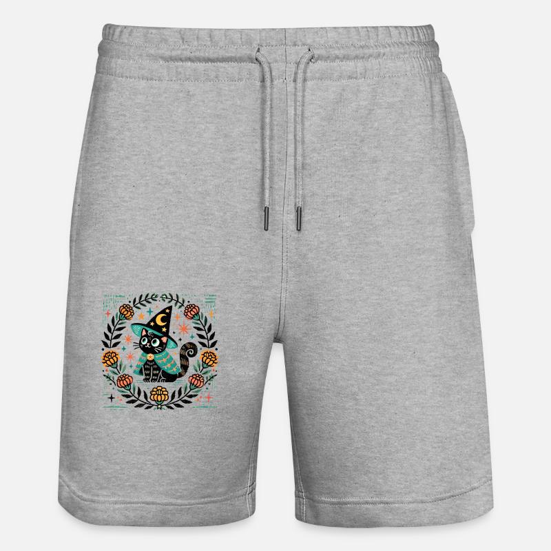 Zauberer Katze - Stanley/Stella Unisex Bio Joggingshorts Trainer  - Grau meliert