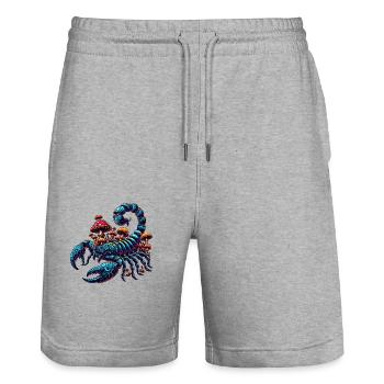 Psychedelischer Skorpion mit Pilzen - Stanley/Stella Unisex Bio Joggingshorts Trainer  - Grau meliert - Vorne - Nik (191cm) & Marisol (170cm)