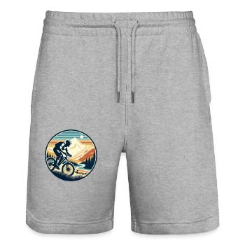 Mountainbiker - Stanley/Stella Unisex Bio Joggingshorts Trainer  - Grau meliert - Vorne - Nik (191cm) & Marisol (170cm)