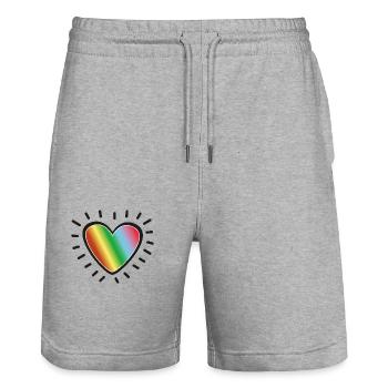 Strahlendes Herz in den Farben des Regenbogens - Stanley/Stella Unisex Bio Joggingshorts Trainer  - Grau meliert - Vorne - Nik (191cm) & Marisol (170cm)