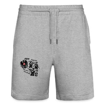 Disarmament of the Armed Forces - Stanley/Stella Trainer Unisex Organic Jogging Shorts - heather grey - Front - Nik (191cm) & Marisol (170cm)