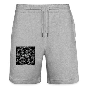 Black and White Abstract Design - Stanley/Stella Trainer Unisex Organic Jogging Shorts - heather grey - Front - Nik (191cm) & Marisol (170cm)