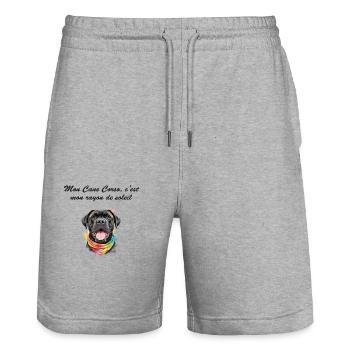 Cane Corso rayon de soleil - Short de jogging bio TRAINER Stanley/Stella unisexe - gris chiné - Devant - Nik (191cm) & Marisol (170cm)