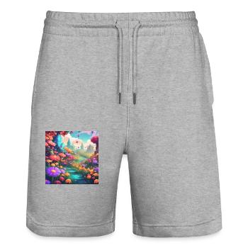 Flowers 1 - Stanley/Stella Unisex Bio Joggingshorts Trainer  - Grau meliert - Vorne - Nik (191cm) & Marisol (170cm)