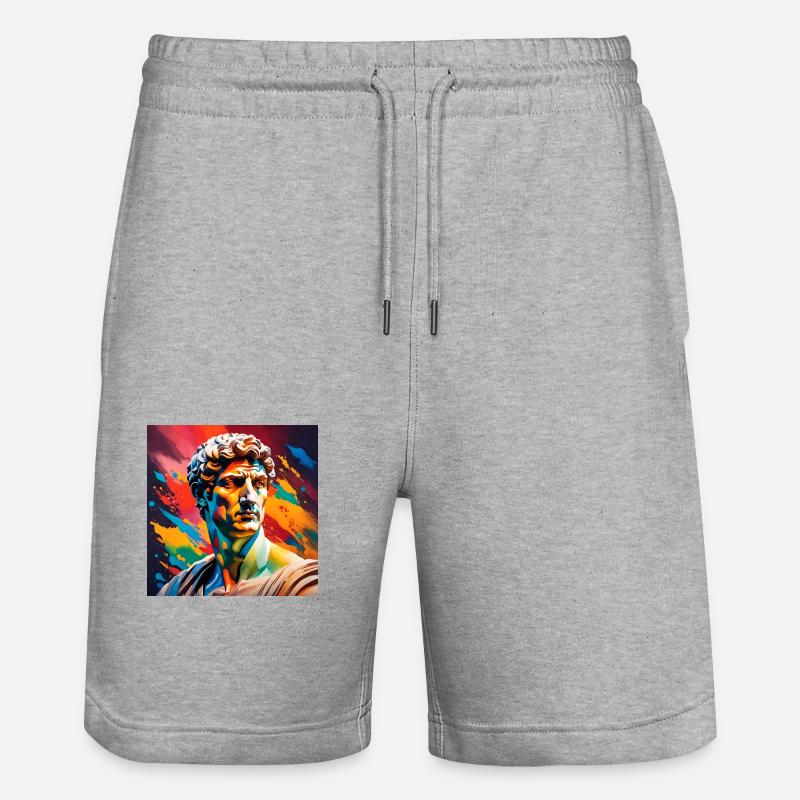 Michelangelo David farbig - Stanley/Stella Unisex Bio Joggingshorts Trainer  - Grau meliert