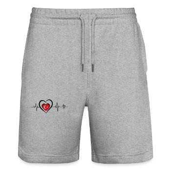 heartbeat Türkei - Stanley/Stella Unisex Bio Joggingshorts Trainer  - Grau meliert - Vorne - Nik (191cm) & Marisol (170cm)