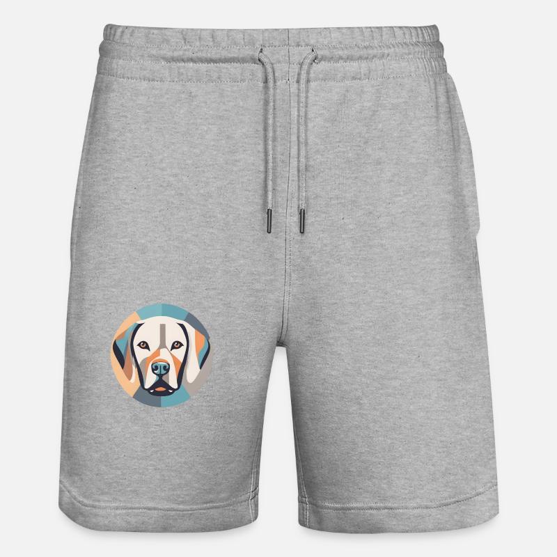 Geometrischer Labrador - Stanley/Stella Unisex Bio Joggingshorts Trainer - Grau meliert