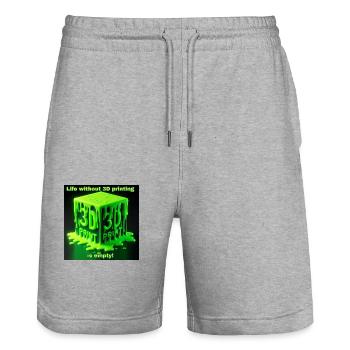3D Printing Motif 2 - Stanley/Stella Trainer Unisex Organic Jogging Shorts - heather grey - Front - Nik (191cm) & Marisol (170cm)
