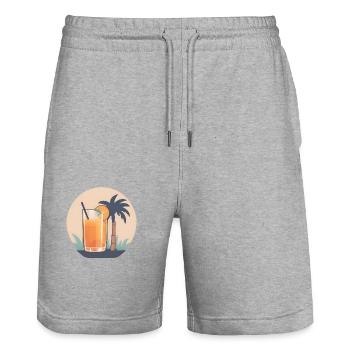 Tropischer Genuss - Stanley/Stella Unisex Bio Joggingshorts Trainer  - Grau meliert - Vorne - Nik (191cm) & Marisol (170cm)
