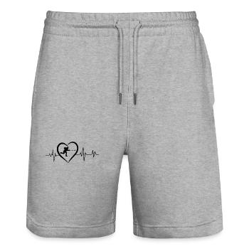 battement de cœur hockey - Short de jogging bio TRAINER Stanley/Stella unisexe - gris chiné - Devant - Nik (191cm) & Marisol (170cm)