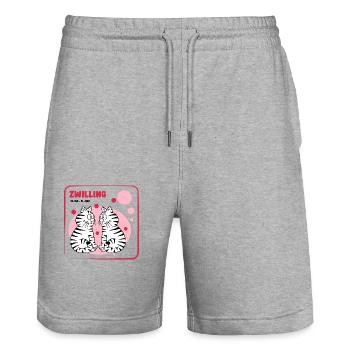 Sternzeichen Zwilling - Stanley/Stella Unisex Bio Joggingshorts Trainer  - Grau meliert - Vorne - Nik (191cm) & Marisol (170cm)