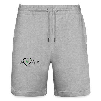Herzschlag an der Börse - Stanley/Stella Unisex Bio Joggingshorts Trainer  - Grau meliert - Vorne - Nik (191cm) & Marisol (170cm)