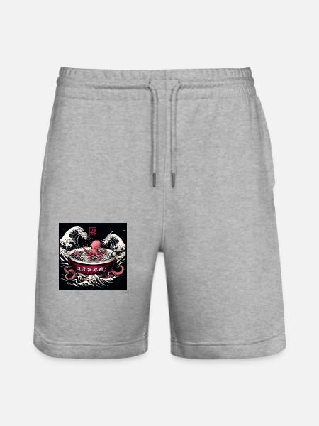 Bläckfisk och nudlar - Asiatisk gourmetmat - Ekologiska joggingshorts Trainer unisex från Stanley/Stella - gråmelerad