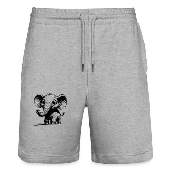 Éléphant d’enfant câlin avec d’énormes oreilles de trompe - Short de jogging bio TRAINER Stanley/Stella unisexe - gris chiné - Devant - Nik (191cm) & Marisol (170cm)