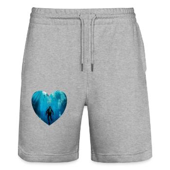 Tauchen ist mehr als nur ein Hobby - Stanley/Stella Unisex Bio Joggingshorts Trainer  - Grau meliert - Vorne - Nik (191cm) & Marisol (170cm)