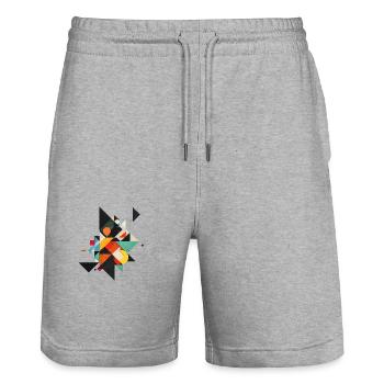 Cooles Geometrisches 80s Motiv - Stanley/Stella Unisex Bio Joggingshorts Trainer  - Grau meliert - Vorne - Nik (191cm) & Marisol (170cm)