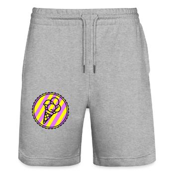 Egg Cream Ice Cream Icon - Stanley/Stella Trainer Unisex Organic Jogging Shorts - heather grey - Front - Nik (191cm) & Marisol (170cm)