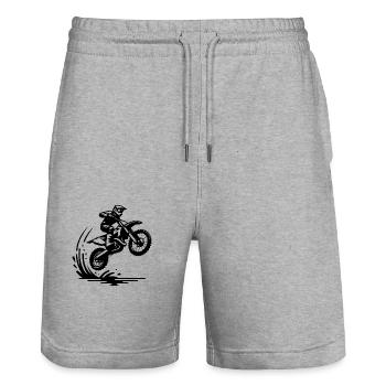 Gelände Maschine im Deck - Stanley/Stella Unisex Bio Joggingshorts Trainer  - Grau meliert - Vorne - Nik (191cm) & Marisol (170cm)