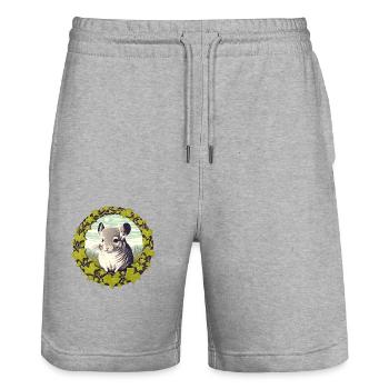 Chinchilla - Stanley/Stella Trainer Unisex Organic Jogging Shorts - heather grey - Front - Nik (191cm) & Marisol (170cm)