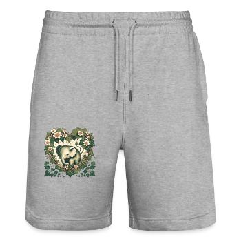 Vintage Elefant - Stanley/Stella Unisex Bio Joggingshorts Trainer  - Grau meliert - Vorne - Nik (191cm) & Marisol (170cm)