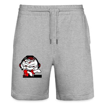 Zombie Monster DJ Horror Mixer Party Music - Stanley/Stella Trainer Unisex Organic Jogging Shorts - heather grey - Front - Nik (191cm) & Marisol (170cm)