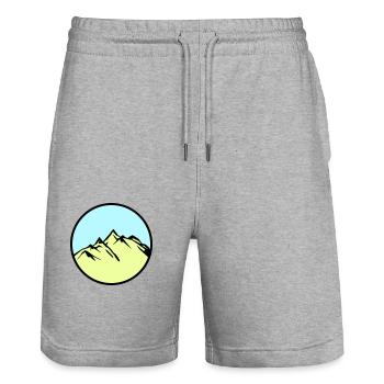 mountains mountains - Stanley/Stella Trainer Unisex Organic Jogging Shorts - heather grey - Front - Nik (191cm) & Marisol (170cm)