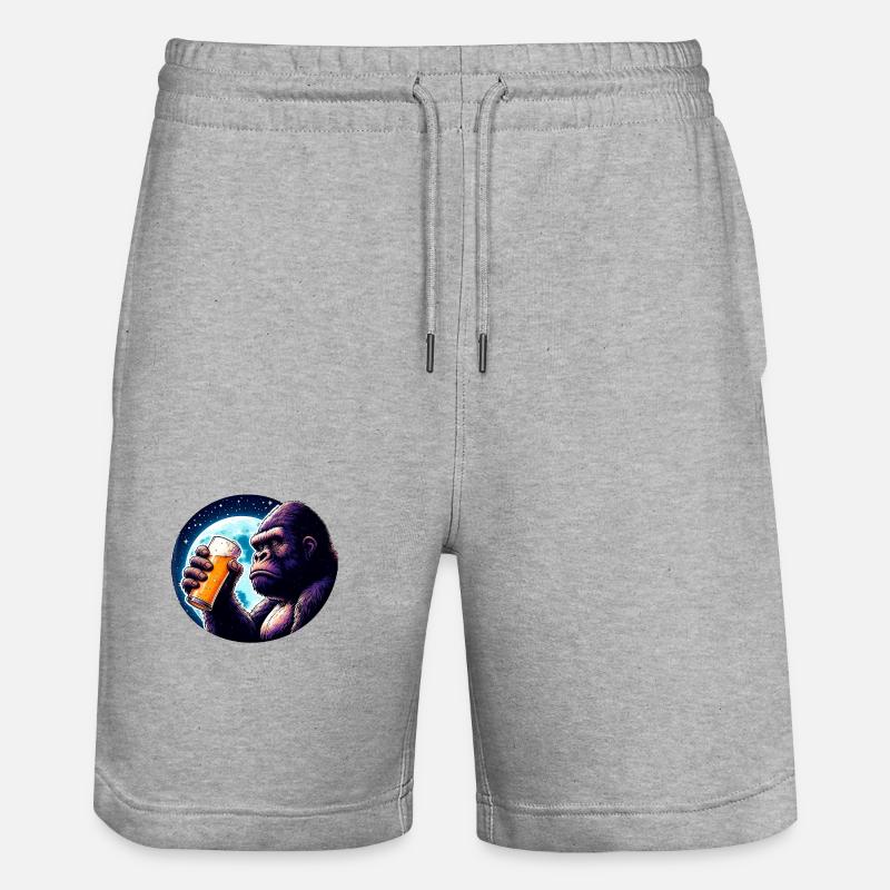 Großer Bierliebhaber Affe - Stanley/Stella Unisex Bio Joggingshorts Trainer  - Grau meliert