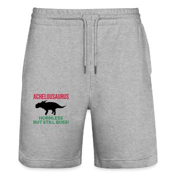 Achelousaurus Dinosaurier Dino Paläontologe Fossil - Stanley/Stella Unisex Bio Joggingshorts Trainer  - Grau meliert - Vorne - Nik (191cm) & Marisol (170cm)