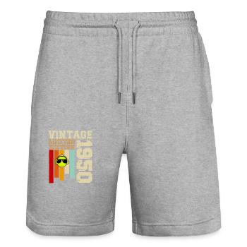 1950 - Stanley/Stella Trainer Unisex Organic Jogging Shorts - heather grey - Front - Nik (191cm) & Marisol (170cm)