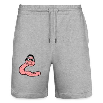DJ Wurm Party Schlange Cool Raupe Tier Würmchen - Stanley/Stella Unisex Bio Joggingshorts Trainer  - Grau meliert - Vorne - Nik (191cm) & Marisol (170cm)