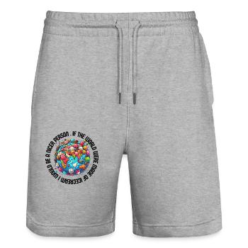 Planète glace - Short de jogging bio TRAINER Stanley/Stella unisexe - gris chiné - Devant - Nik (191cm) & Marisol (170cm)