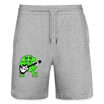 Frosch Fröschchen Spielt Gitarre Musik Gitarrist - Stanley/Stella Unisex Bio Joggingshorts Trainer  - Grau meliert - Vorne - Nik (191cm) & Marisol (170cm)