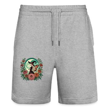 Fee Hexe - Stanley/Stella Unisex Bio Joggingshorts Trainer  - Grau meliert - Vorne - Nik (191cm) & Marisol (170cm)