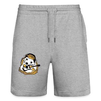 Sitzender Igel Spielt Süß Gitarre Musik Gitarrist - Stanley/Stella Unisex Bio Joggingshorts Trainer  - Grau meliert - Vorne - Nik (191cm) & Marisol (170cm)