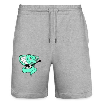Evil Cobra Snake Playing Tongue Guitar Guitarist - Stanley/Stella Trainer Unisex Organic Jogging Shorts - heather grey - Front - Nik (191cm) & Marisol (170cm)
