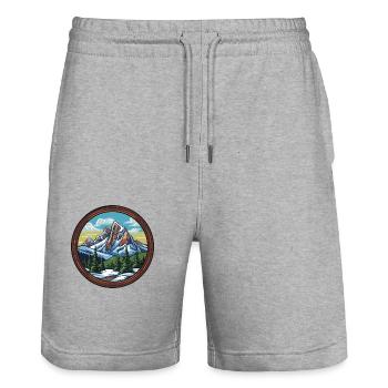 Montagnes 1 - Short de jogging bio TRAINER Stanley/Stella unisexe - gris chiné - Devant - Nik (191cm) & Marisol (170cm)