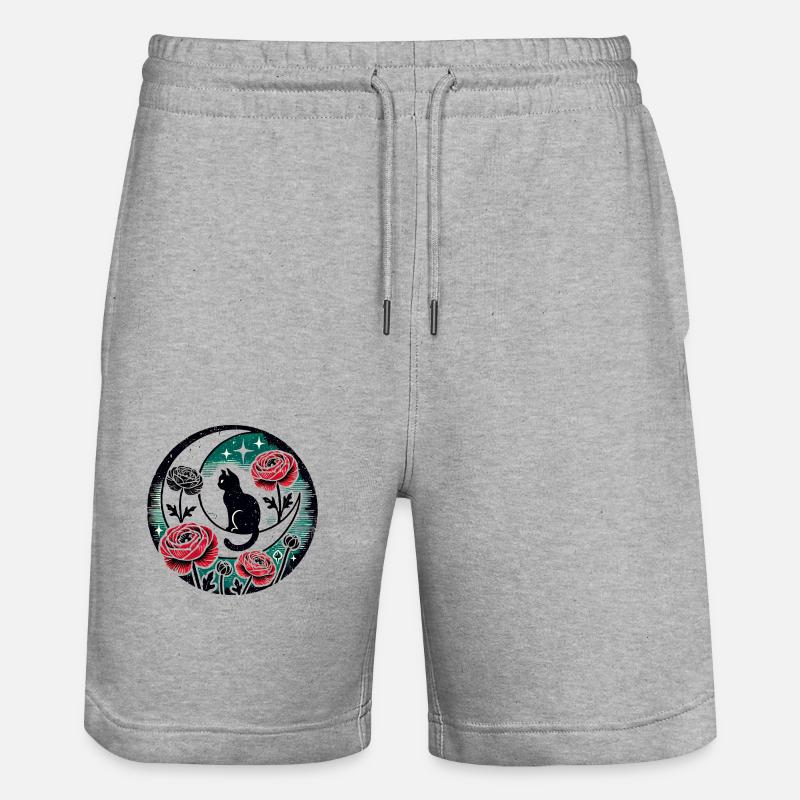 Lune chat noir - Short de jogging bio TRAINER Stanley/Stella unisexe - gris chiné