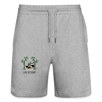 Ganz entspannt - Panda - Stanley/Stella Unisex Bio Joggingshorts Trainer  - Grau meliert - Vorne - Nik (191cm) & Marisol (170cm)