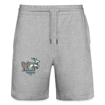 Rentier am Schlitten - Stanley/Stella Unisex Bio Joggingshorts Trainer  - Grau meliert - Vorne - Nik (191cm) & Marisol (170cm)